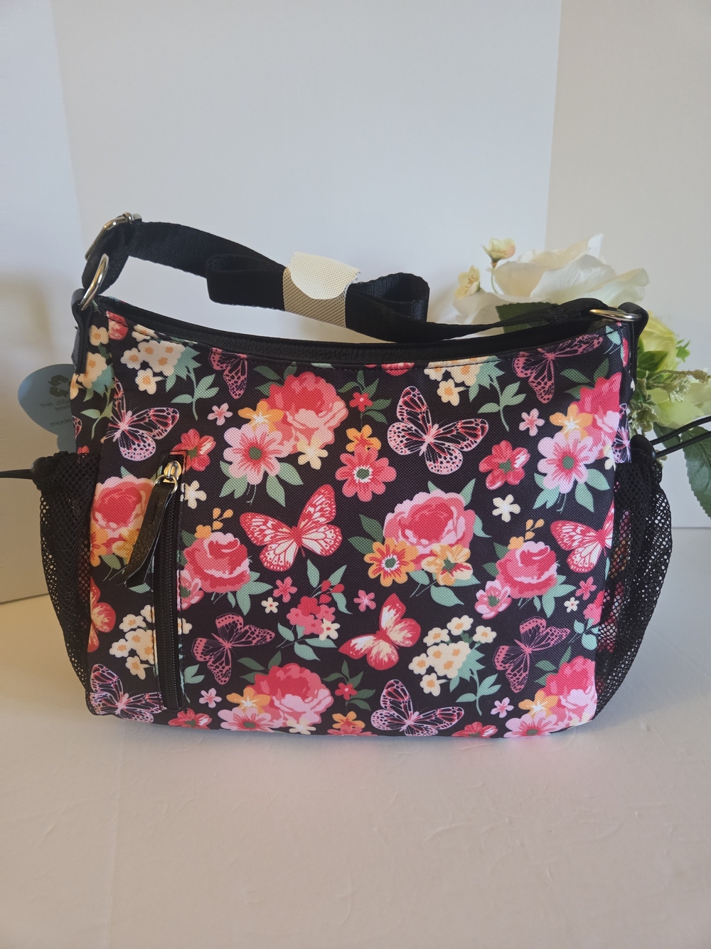Lily Bloom Black Floral & Butterfly Tote Purse - Picture 2 of 12
